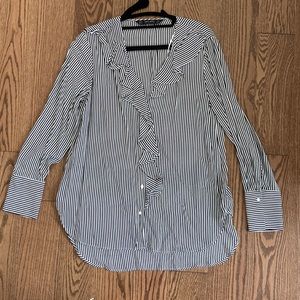 NWOT Zara black/white striped blouse sz S